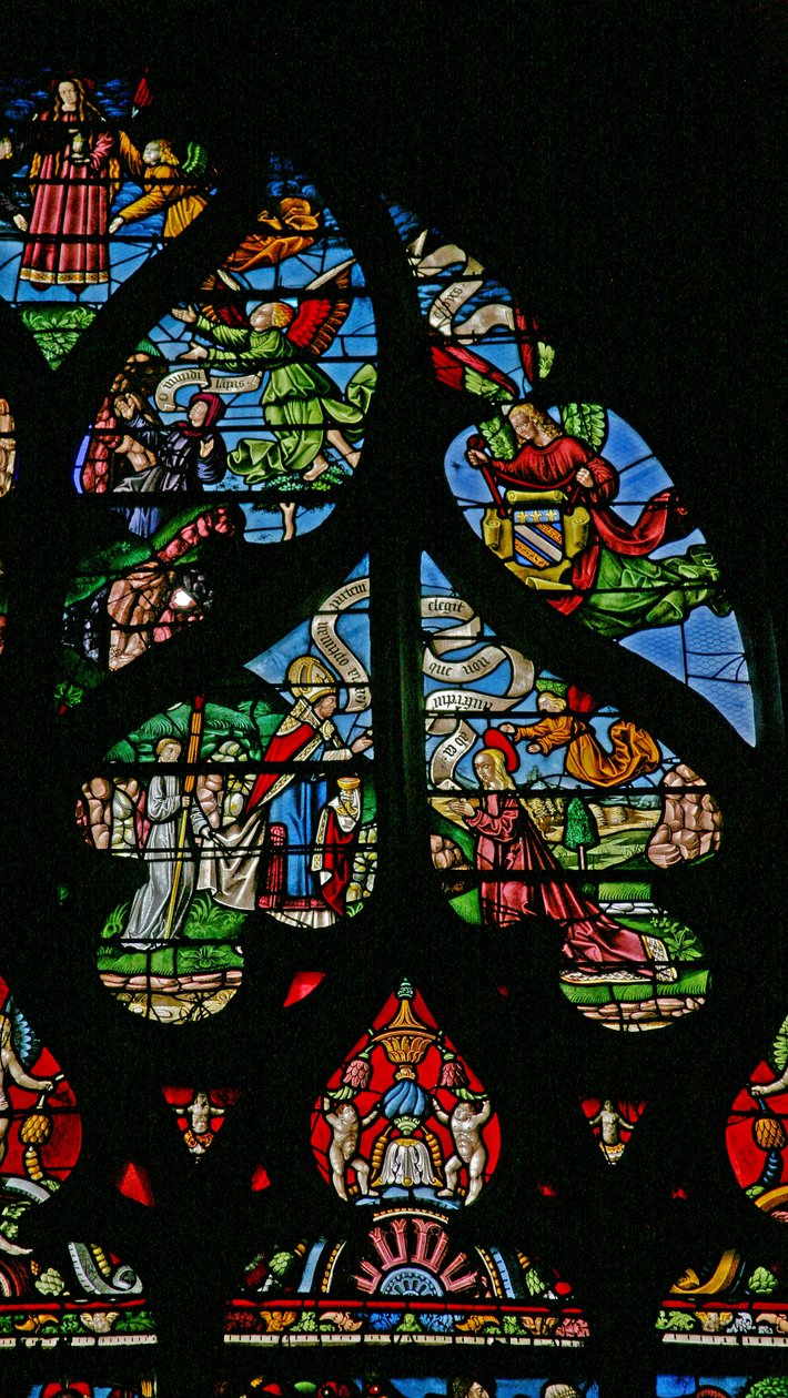 Fenêtre w6 représentant une scène de la vie de Sainte Marie-Madeleine - la dernière communion des saints - French School