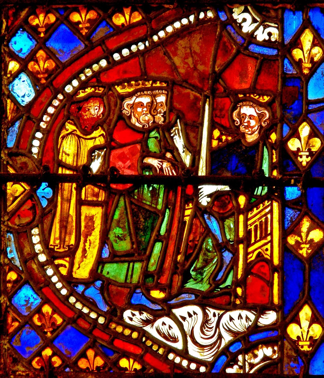 Fenêtre w6 représentant les Mages avec Hérode - French School
