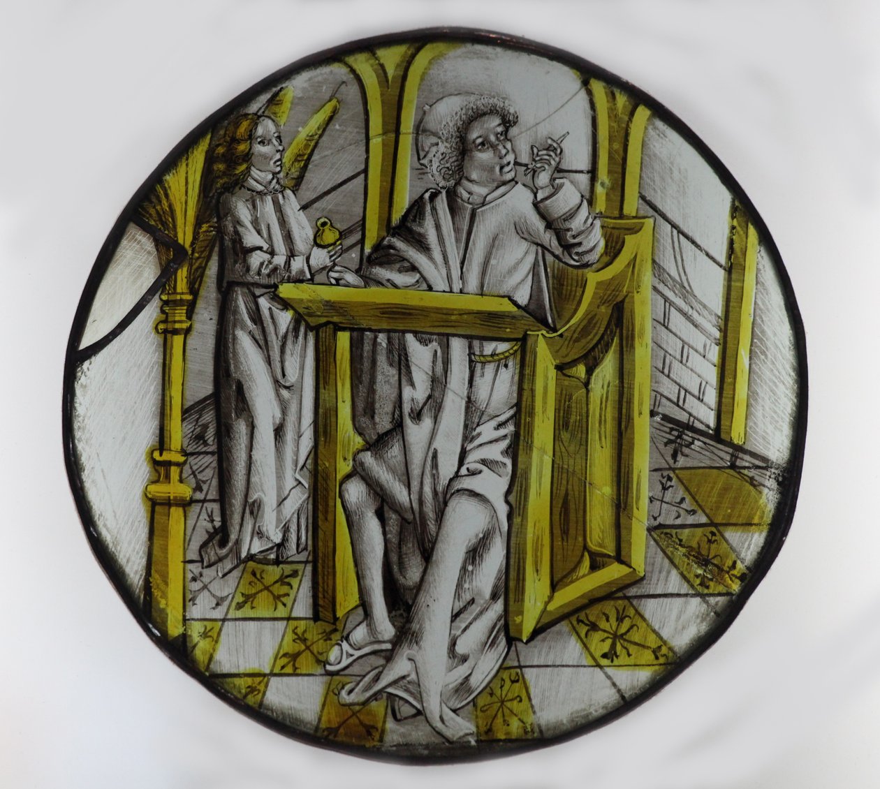 Fenêtre w76 représentant St Matthieu avec son symbole, l
