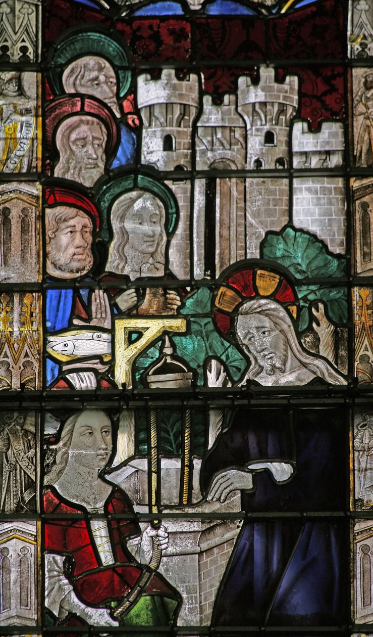 Fenêtre w7 représentant le Christ et la Samaritaine - French School
