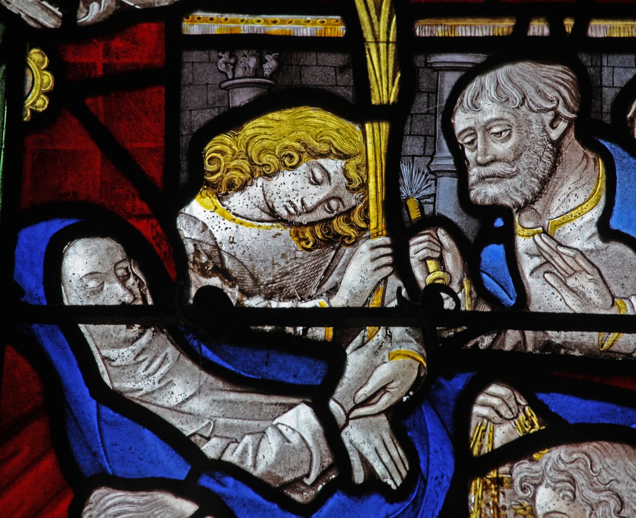 Fenêtre w9 représentant un détail de la Mort de la Vierge Marie - French School