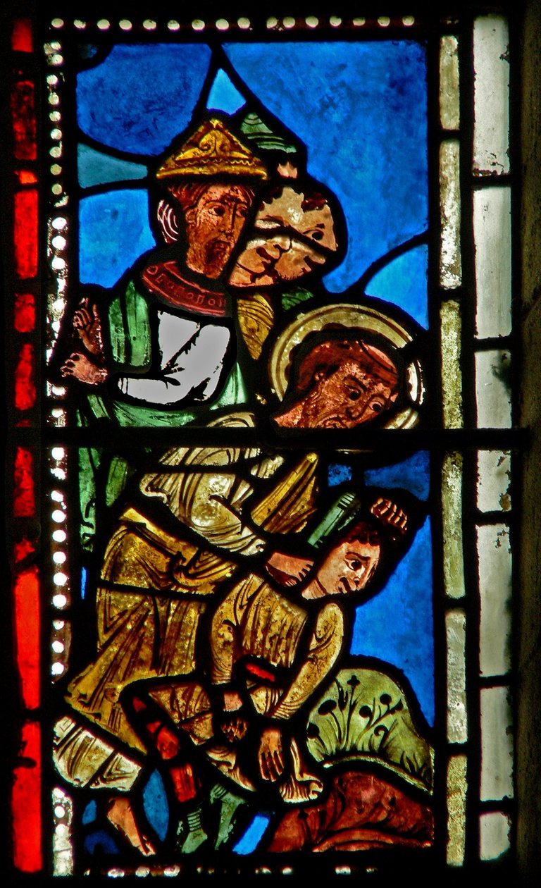 Fenêtre wXV représentant Saint Pierre coupant l
