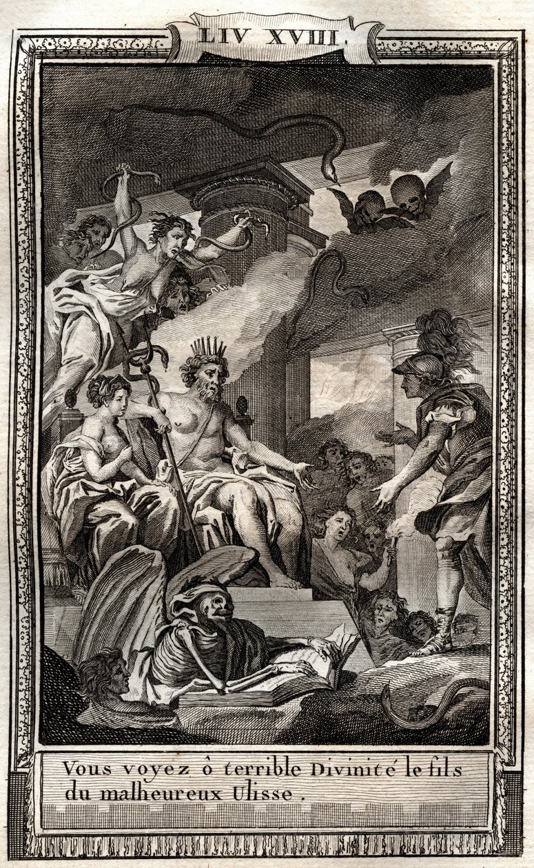 Tu vois ô terrible divinité le fils du méchant Ulysse - gravure de 1798 par Monnet dans « Les Aventures de Télémaque, fils d