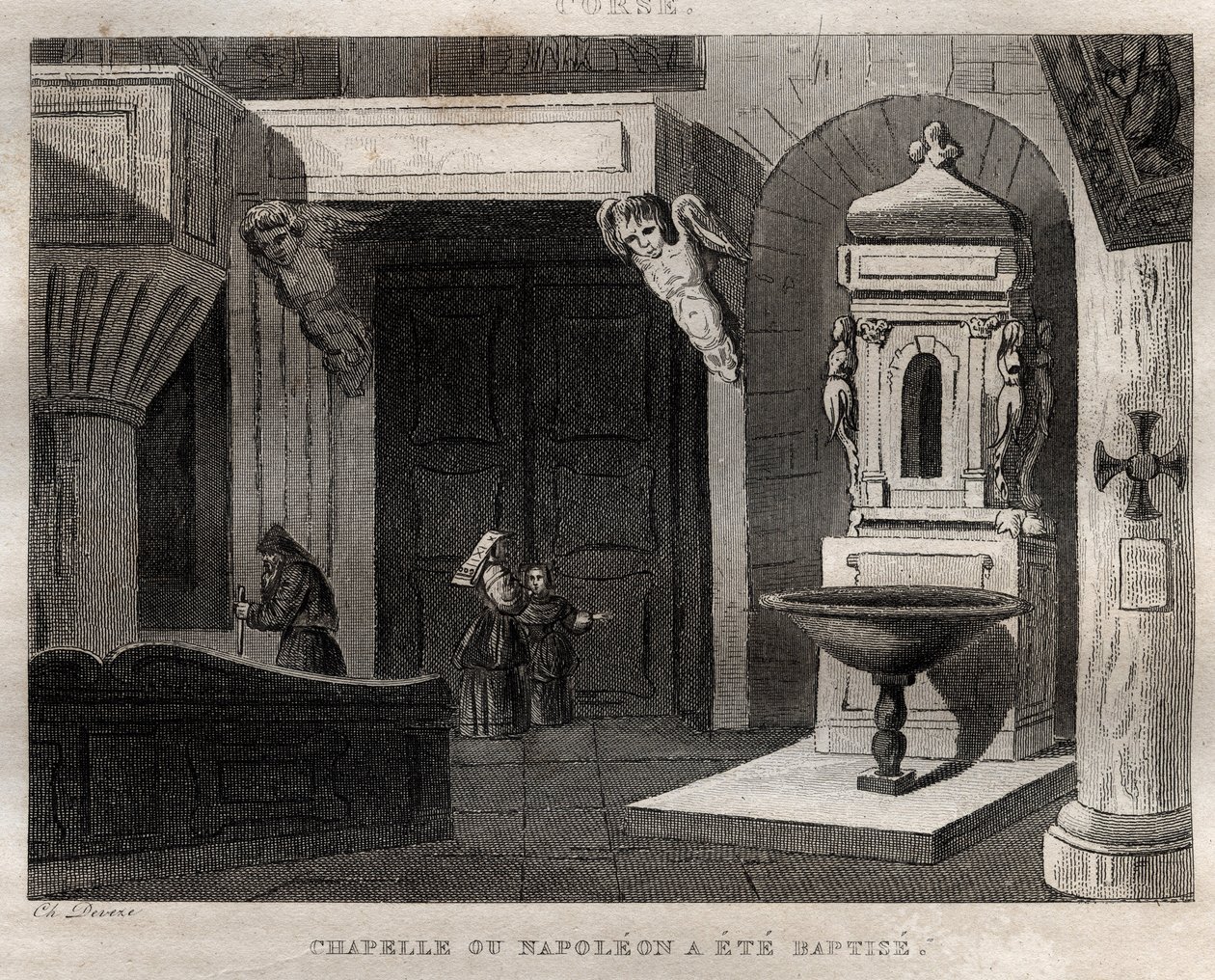 Chapelle où Napoléon a été baptisé - Gravure de « L