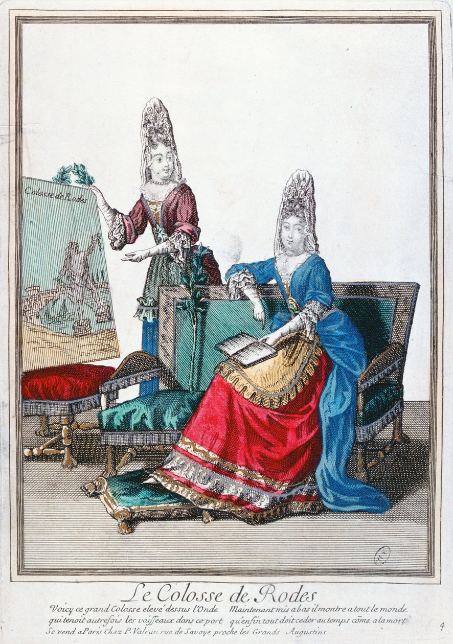 Dame montrant une image du Colosse de Rhodes - French School