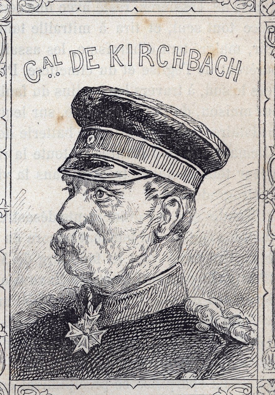 portrait du général prussien Hugo von Kirchbach - 1870-71 (gravure) - French School