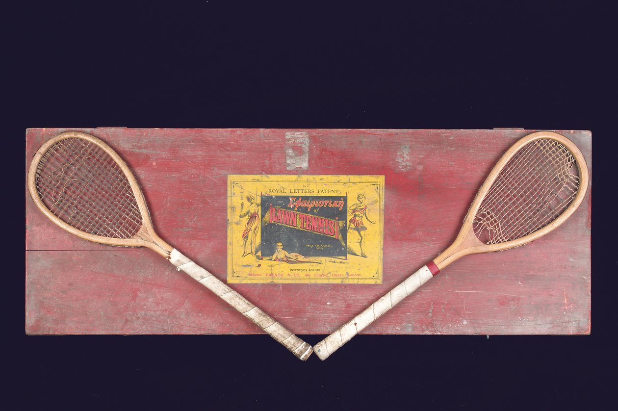 Boîte originale pour un ensemble Sphairistike (boîte en pin avec raquettes et étiquette) - French and Co.