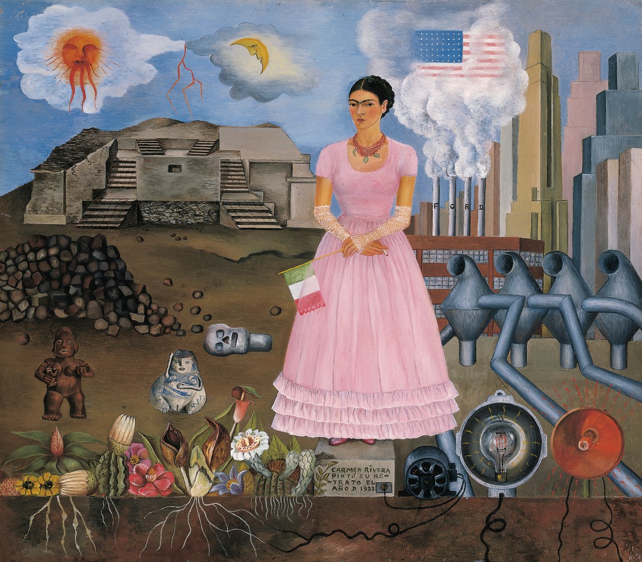 Autoportrait à la frontière entre le Mexique et les États-Unis - Frida Kahlo