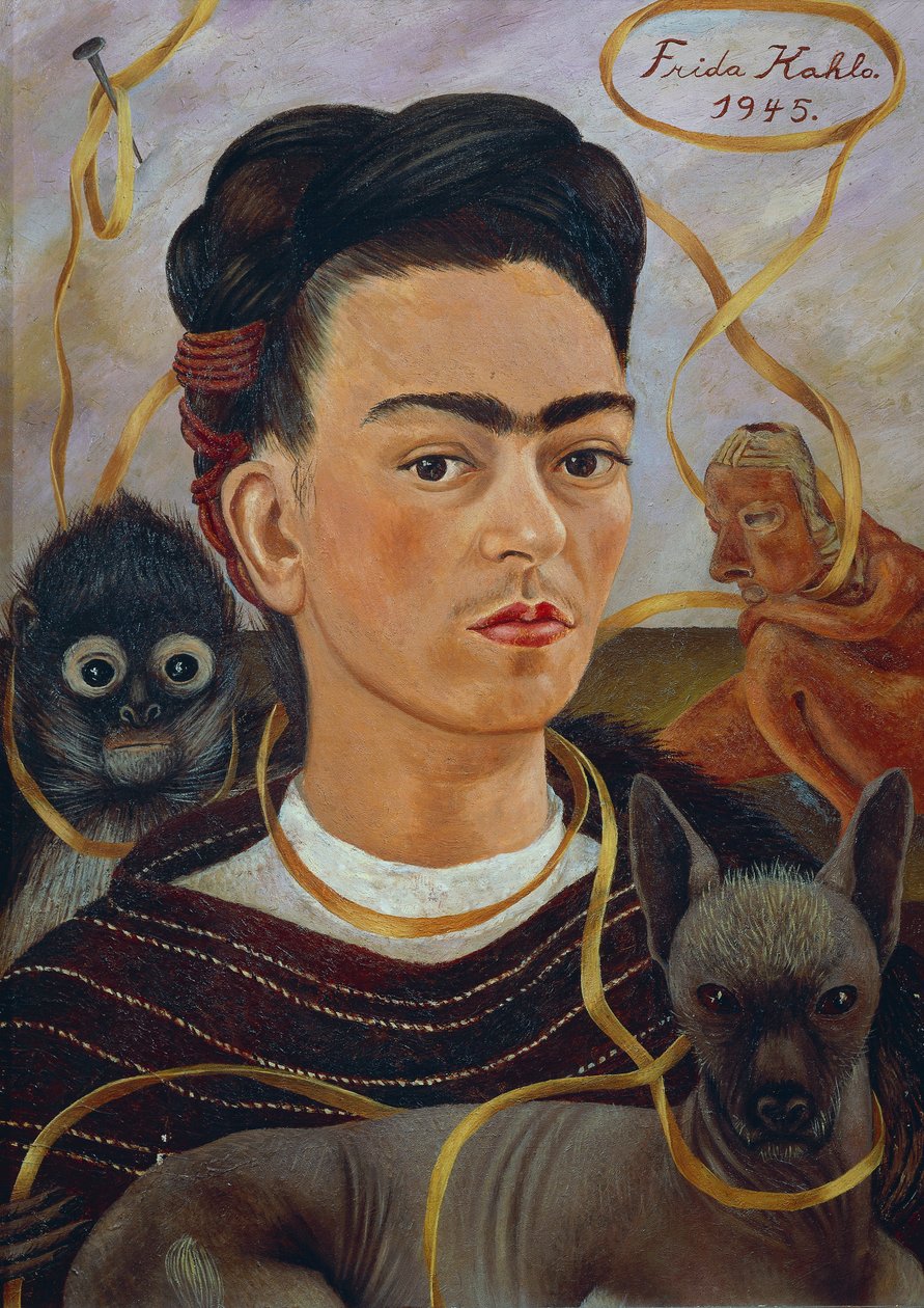 Autoportrait avec Changuito - Frida Kahlo
