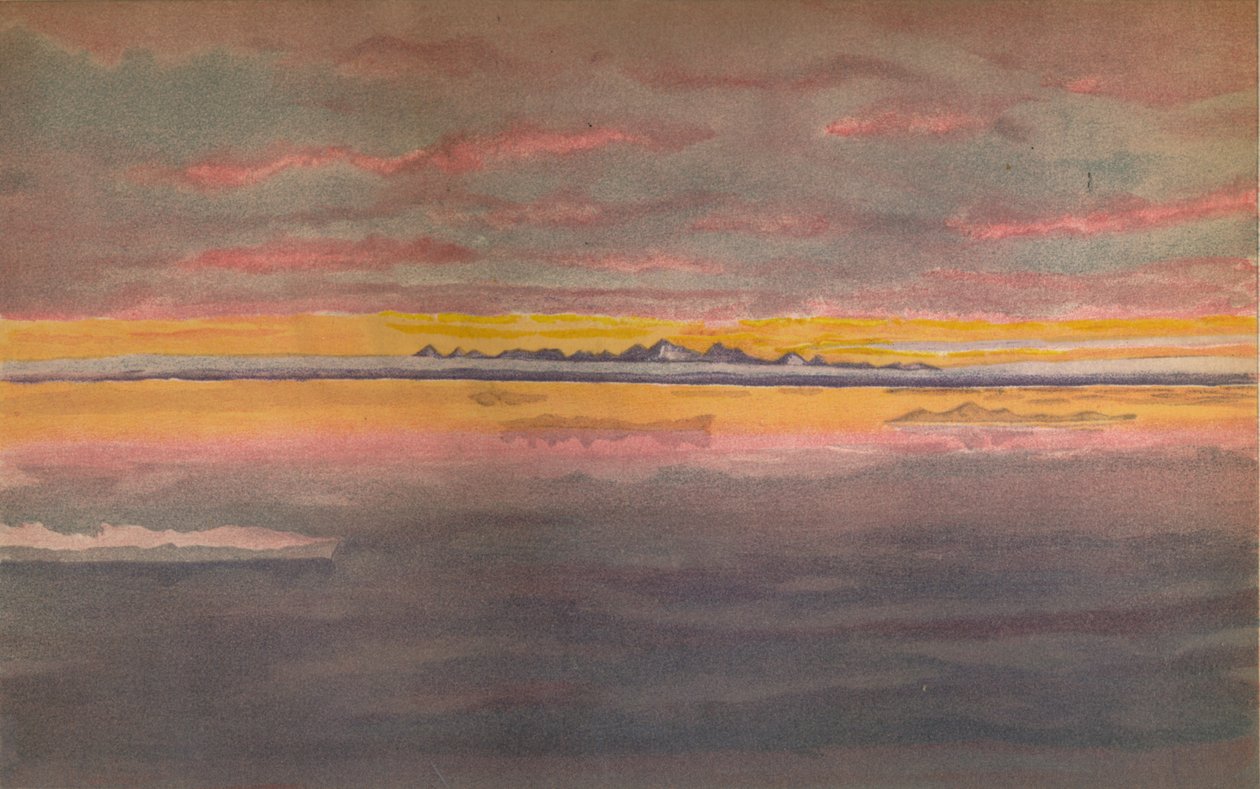 Coucher de soleil au large de la côte nord de l