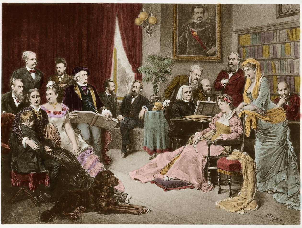 Richard Wagner et Liszt à Bayreuth avec Cosima et Siegfried - d