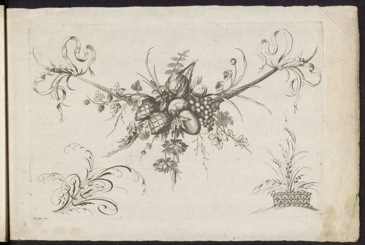 Feston de fruits, feuilles et fleurs (Unterschidliche neue Feston von Blumen und Früchten) - Friedrich Jacob Morisson