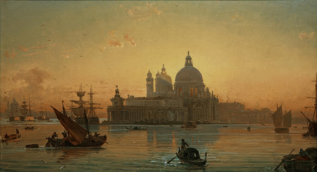 Ambiance de soirée à Venise avec Santa Maria della Salute - Friedrich Nerly