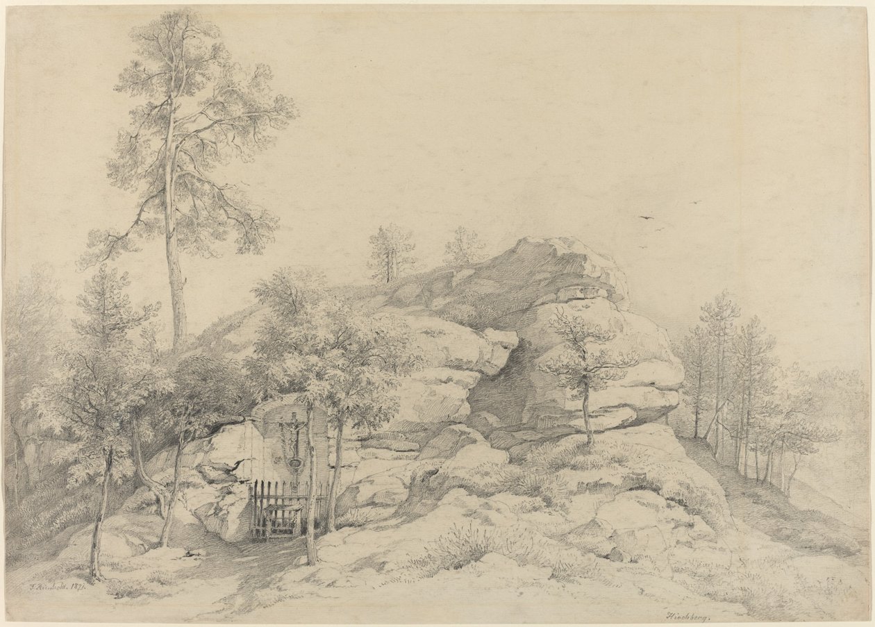 Un sanctuaire au bord du chemin sculpté dans un rocher - Friedrich Philipp Reinhold
