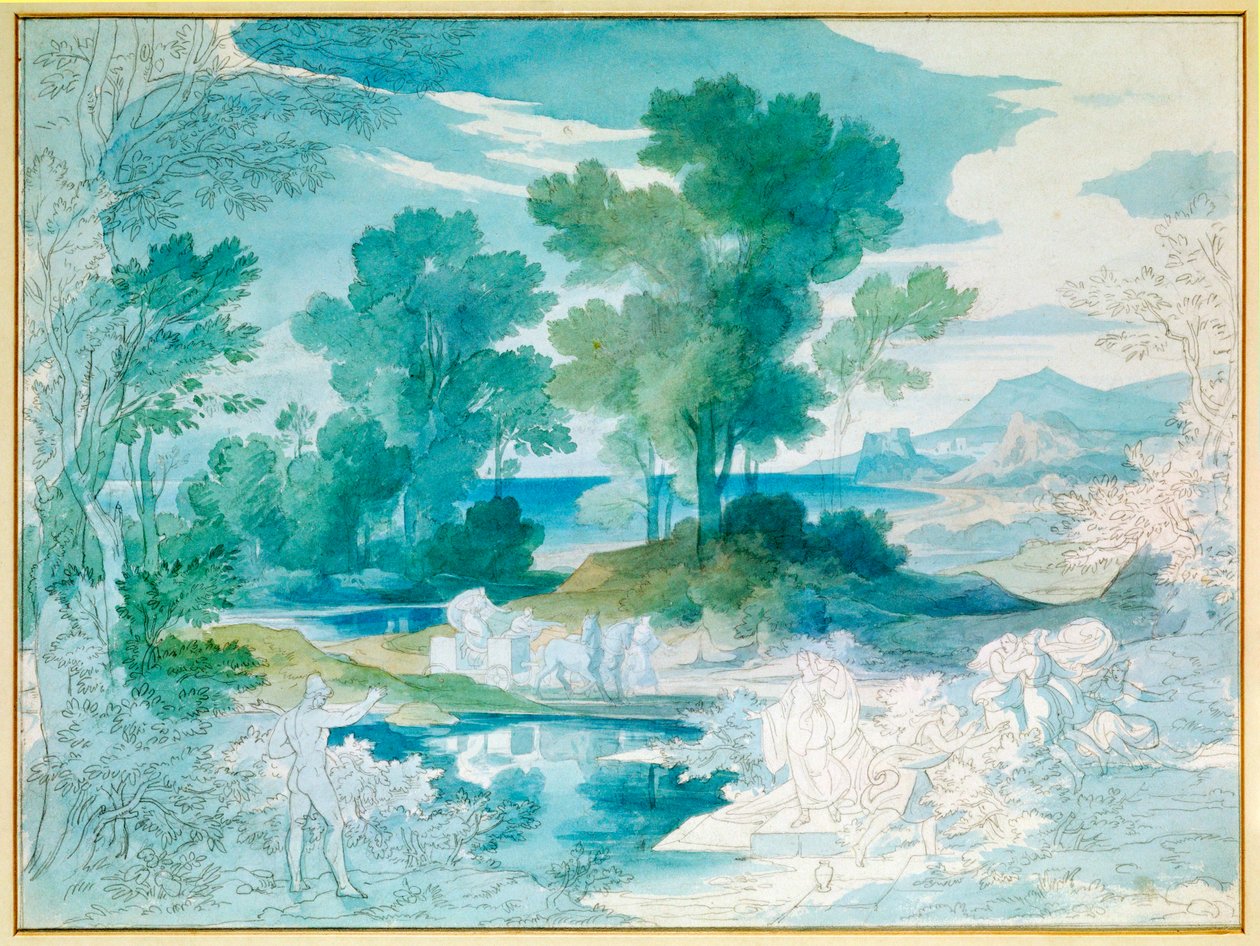 Ulysse et Nausicaa (aquarelle) - Friedrich the Elder Preller