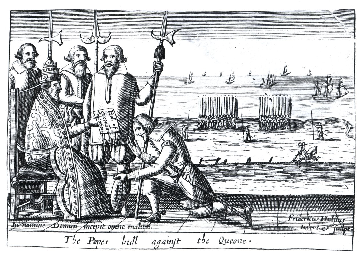 Bulle du pape contre la reine en 1570 (gravure) - Friedrich van Hulsen