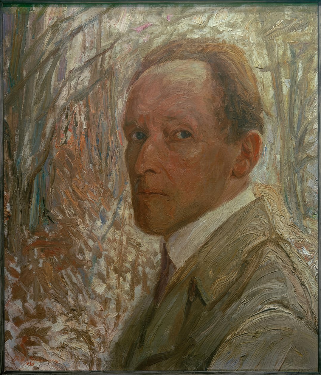 Autoportrait devant des arbres - Fritz Mackensen