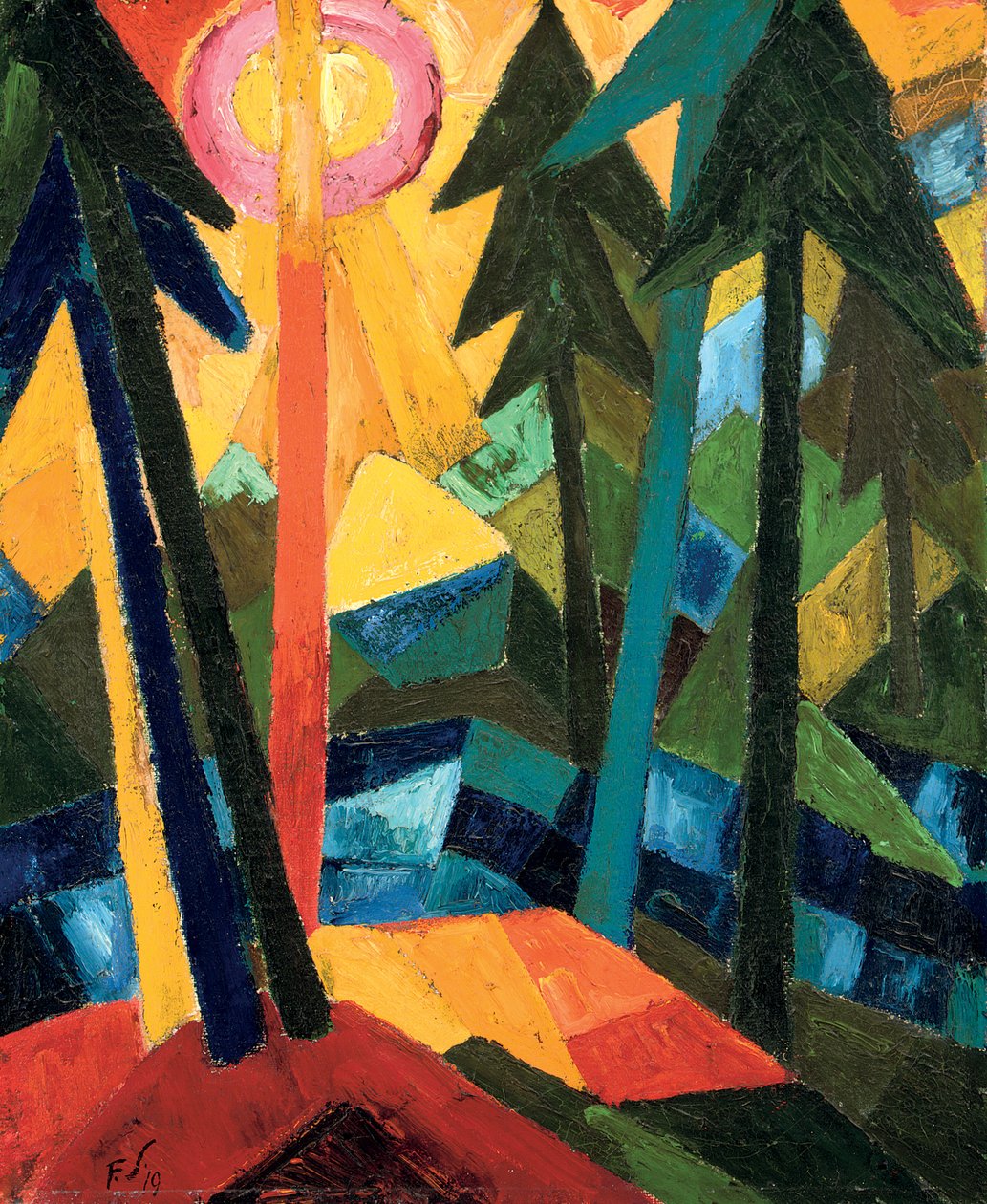 Forest (with Sun) ; Wald (mit Sonne) - Fritz Schaefler