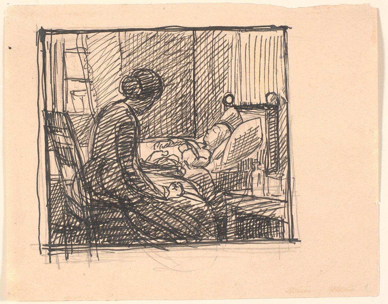 Une mère assise avec son petit enfant... - Fritz Syberg