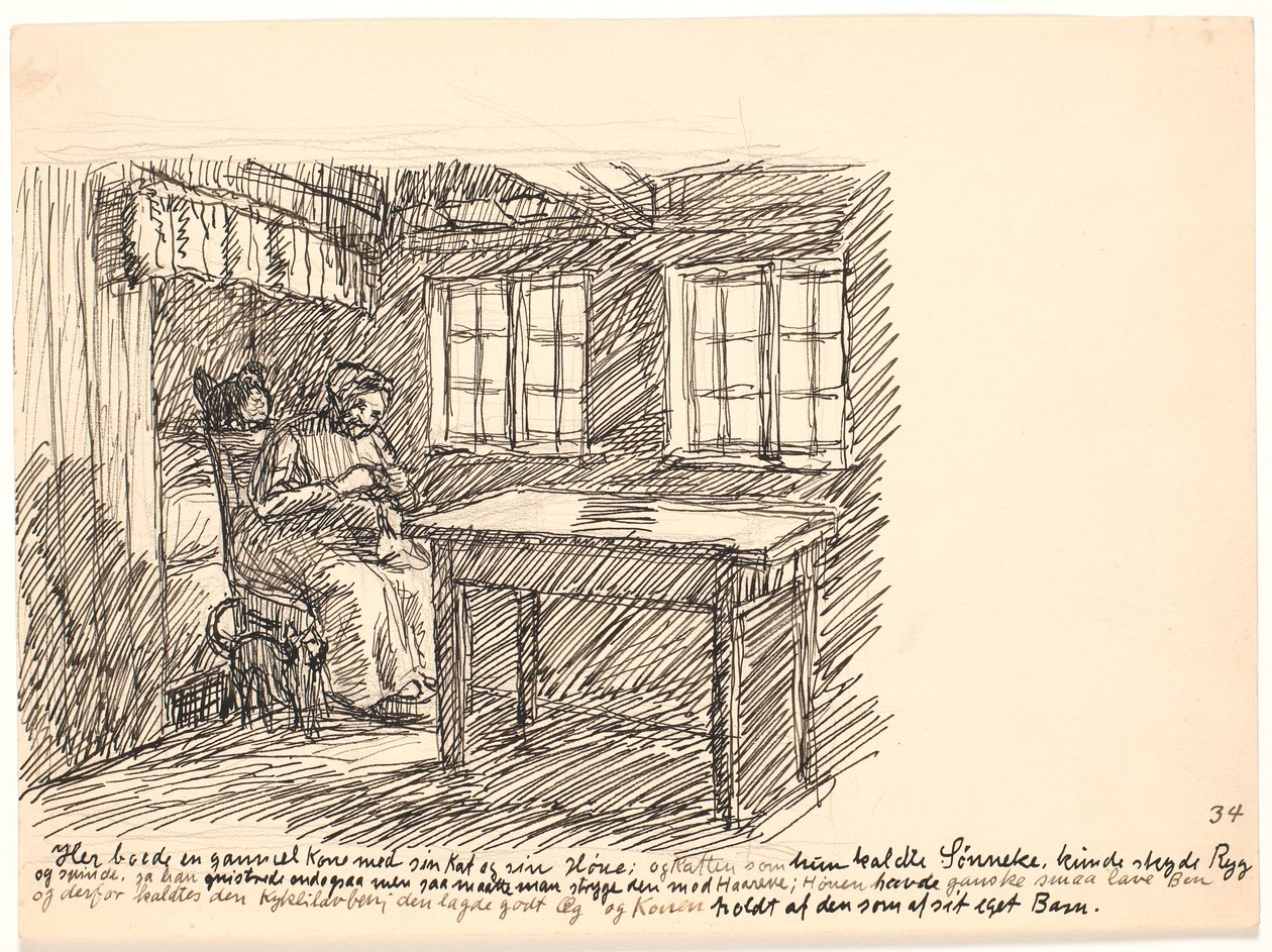 Ici vivait une vieille femme avec son chat et sa poule... - Fritz Syberg