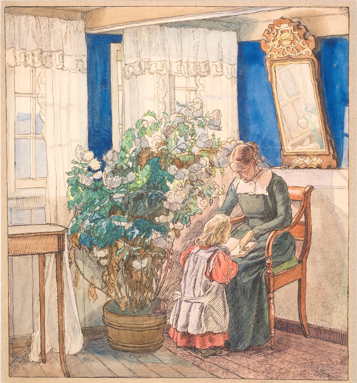 Mère et enfant regardant des images (Anna et Hans Syberg) - Fritz Syberg