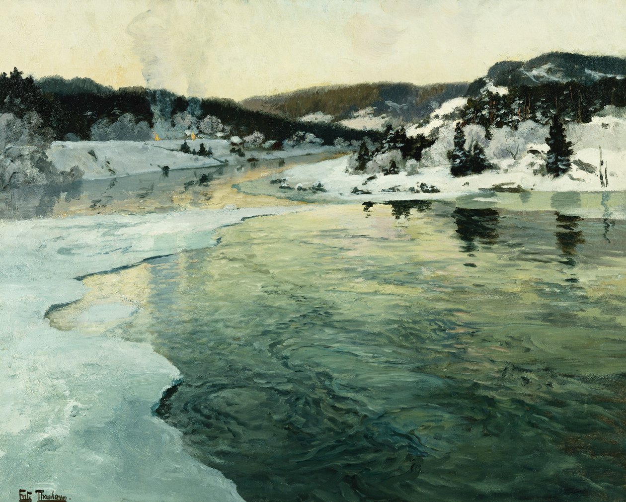 Hiver sur la rivière Mesna près de Lillehammer, vers 1905-06 - Frits Thaulow