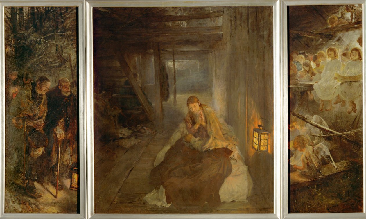 La Sainte Nuit. La Sainte Nuit. Triptyque, gauche - Fritz von Uhde