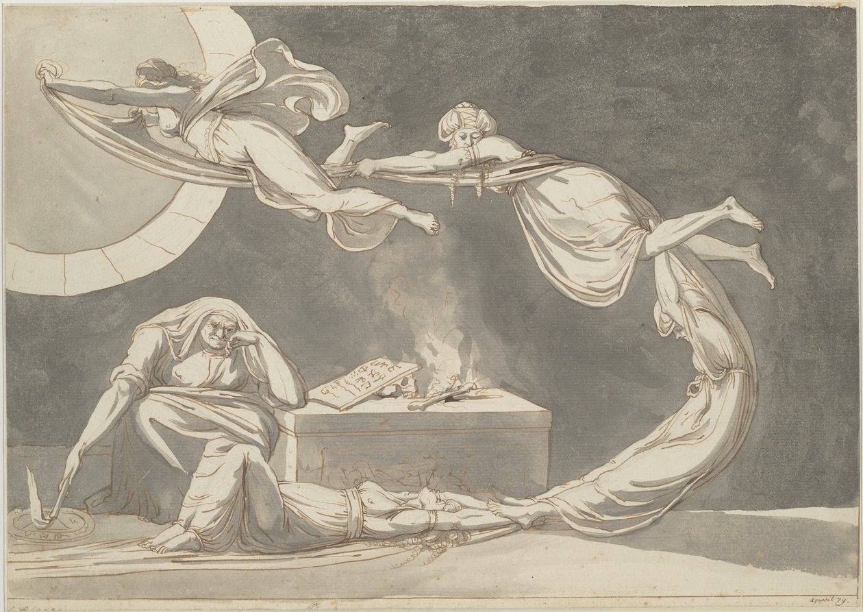 Scène de conjuration avec une sorcière à l