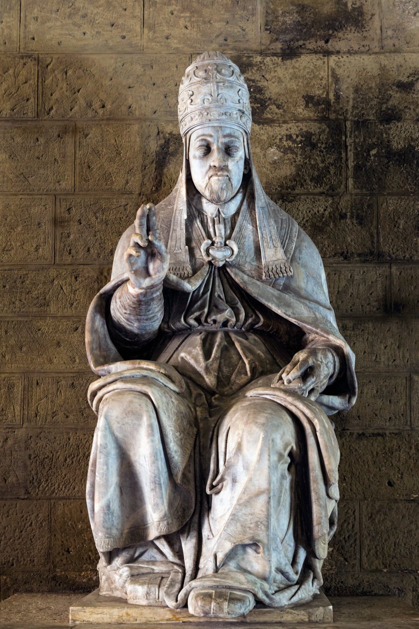 Statue du Pape Jules III par le sculpteur Fulvio Signorini dans le Palais Chigi Saracini, Sienne, Province de Sienne, Toscane, Italie - Fulvio Signorini