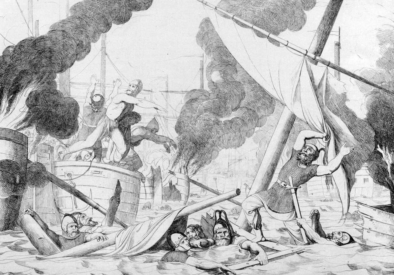 Feu Grec pendant le Siège de Constantinople, avant 1839 - Fyodor Antonovich Bruni