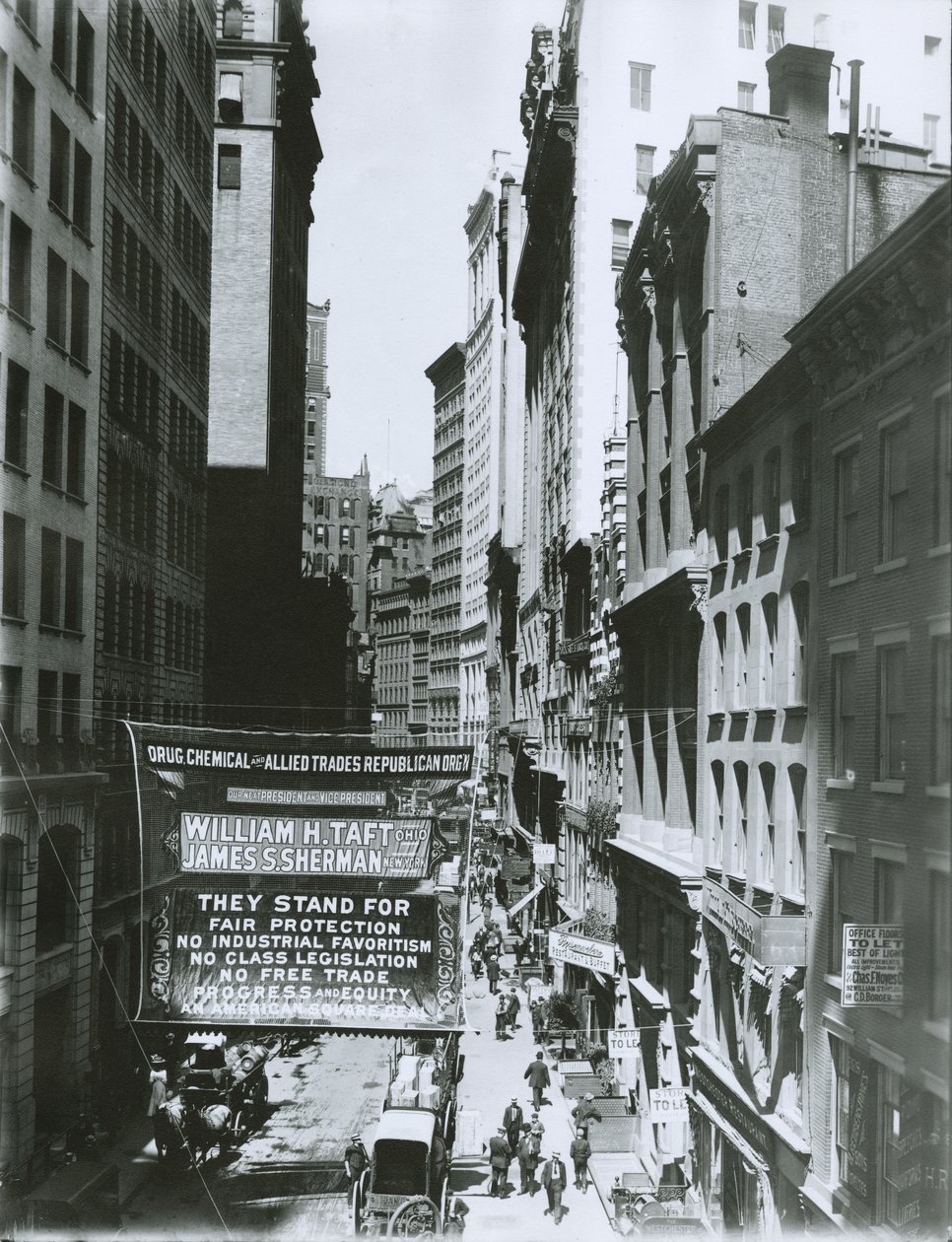 Bannière Taft et Sherman sur Maiden Lane, New York City, 1908 - G.P. Hall und Sohn
