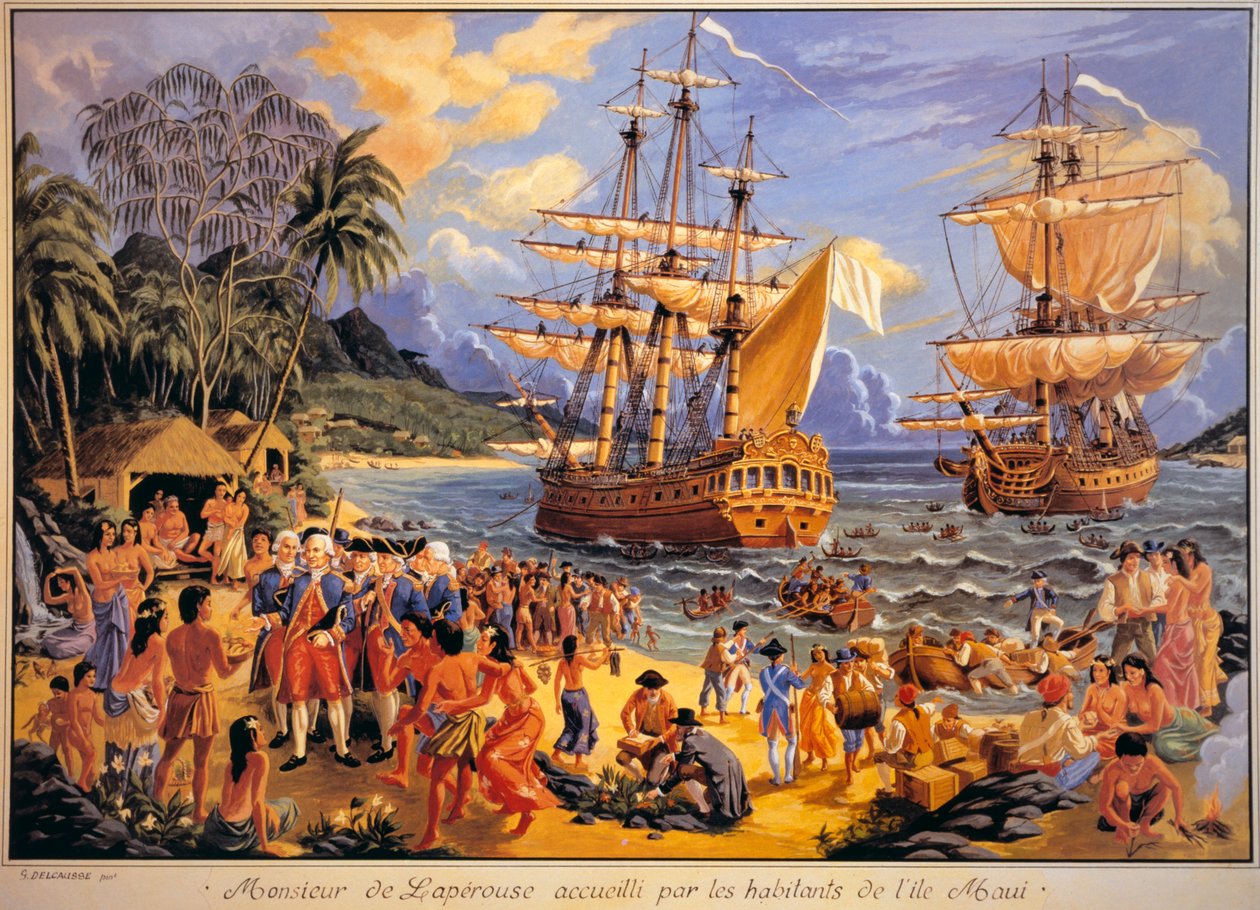 Jean François Galaup de Laperouse accueilli par les habitants de l