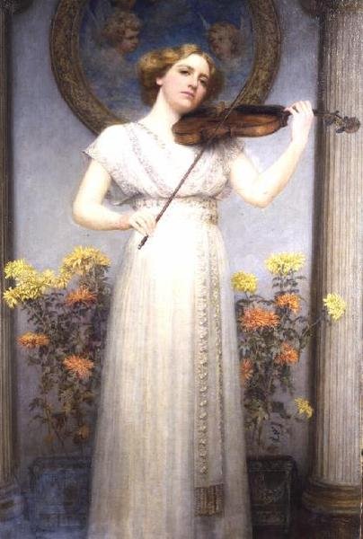 Étude de portrait (Dame jouant du violon) - G. Grenville Manton