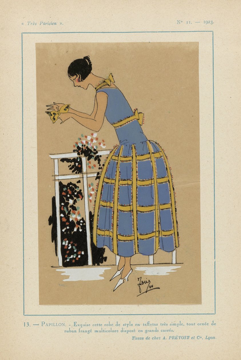 Très Parisien 1923 No 11: 13.- PAPILLON. - Exquise cette robe de style... - G P. Joumard