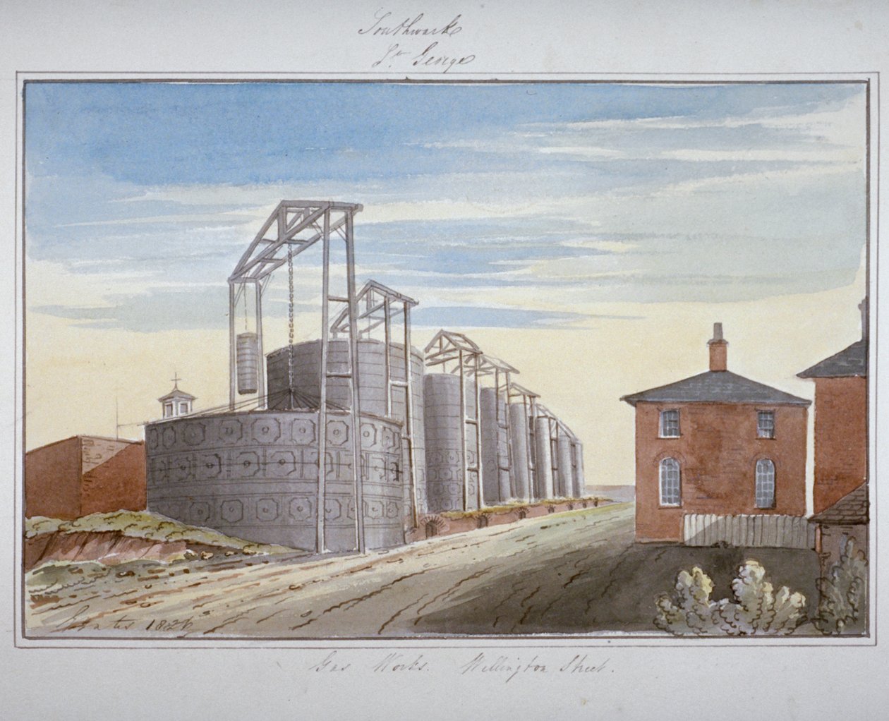 Vue des Usines à Gaz dans Pocock Street, Southwark, Londres, 1826 - G Yates