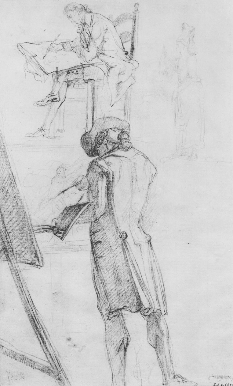 Artiste à son chevalet et l
