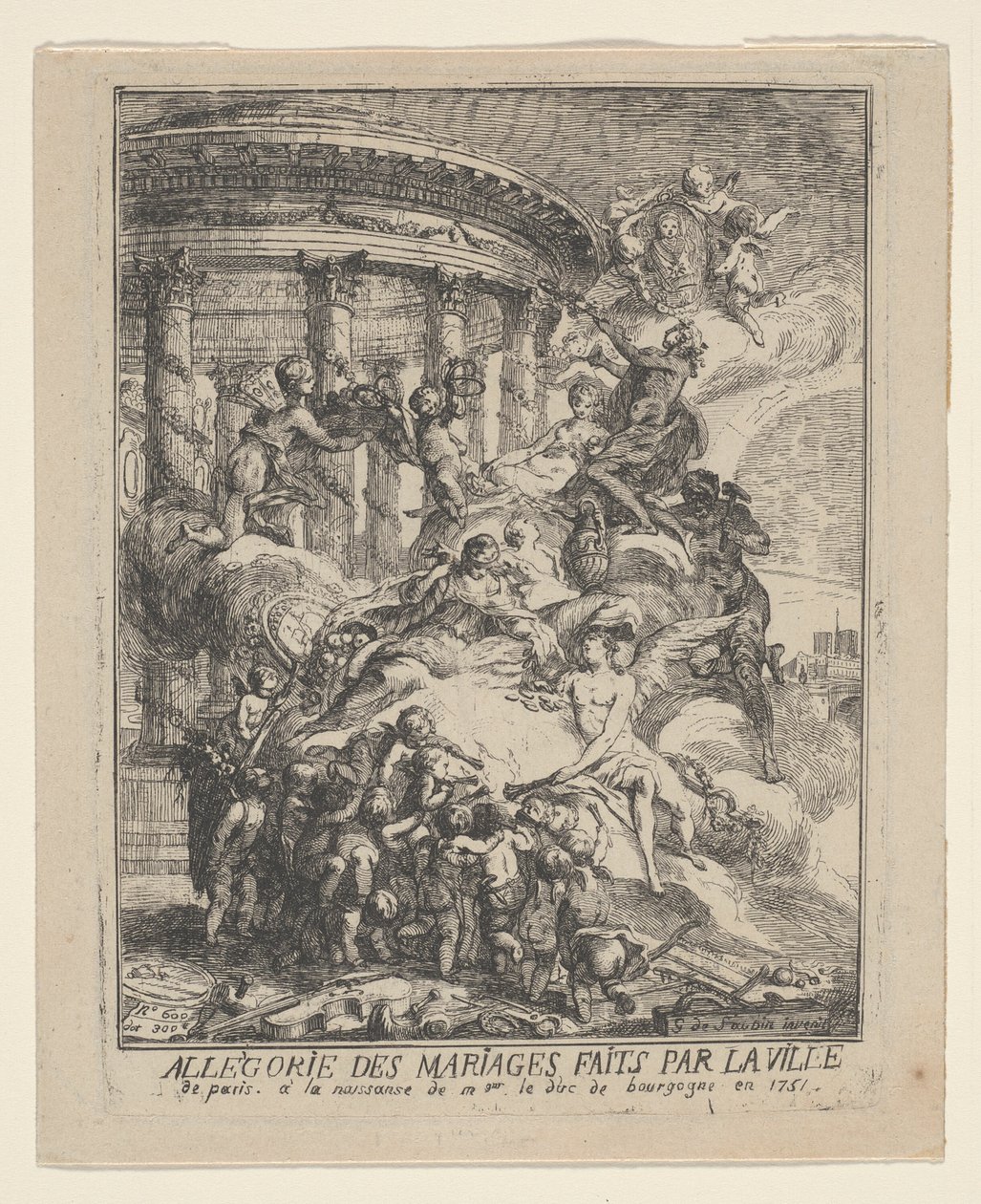 Allégorie des mariages faits par la ville de Paris à la naissance du duc de Bourgogne - Gabriel Jacques de Saint Aubin