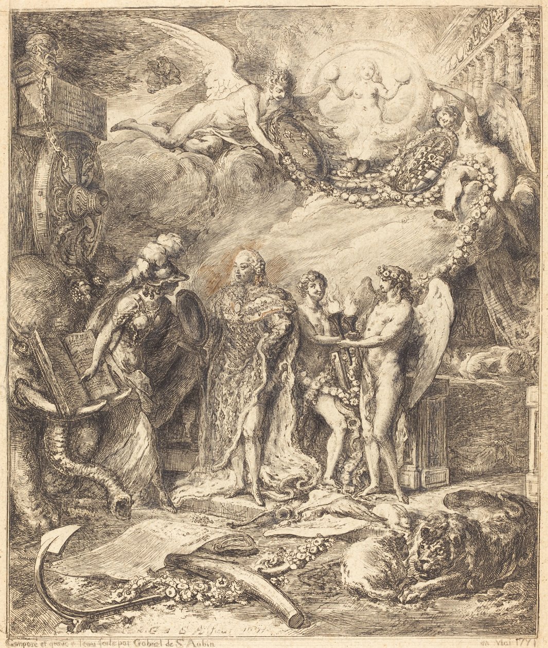 Allégorie sur le mariage du Comte de Provence - Gabriel Jacques de Saint Aubin