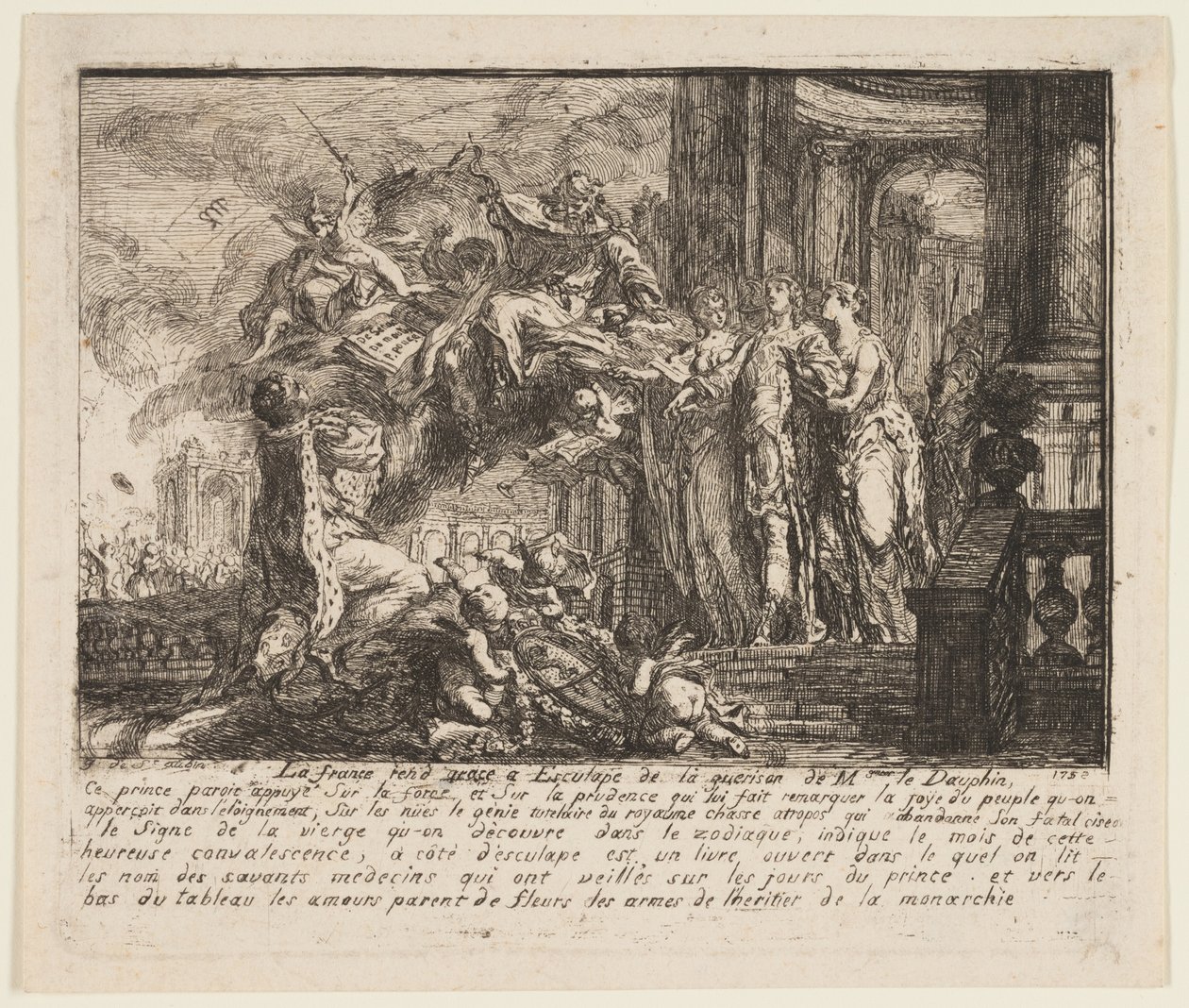 Allégorie sur la convalescence du Dauphin - Gabriel Jacques de Saint Aubin