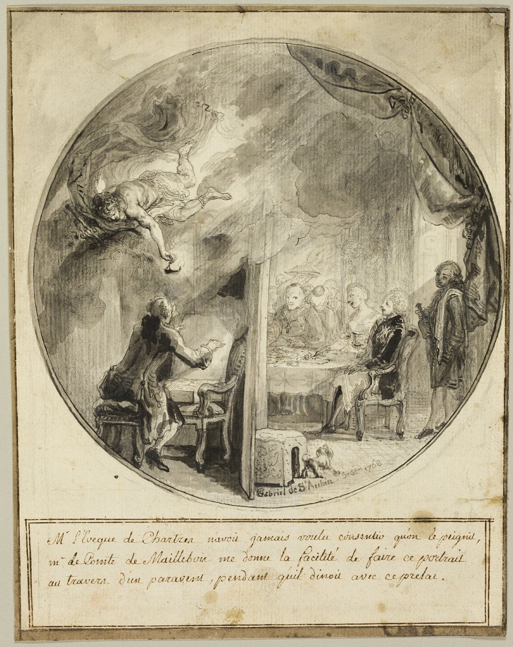 Gabriel de Saint-Aubin exécutant le portrait de l