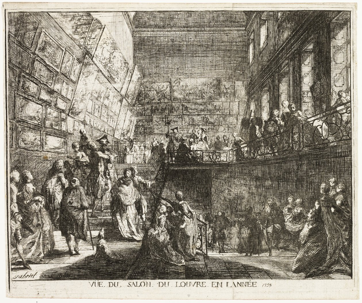 Vue du Salon au Louvre en 1753 - Gabriel Jacques de Saint Aubin