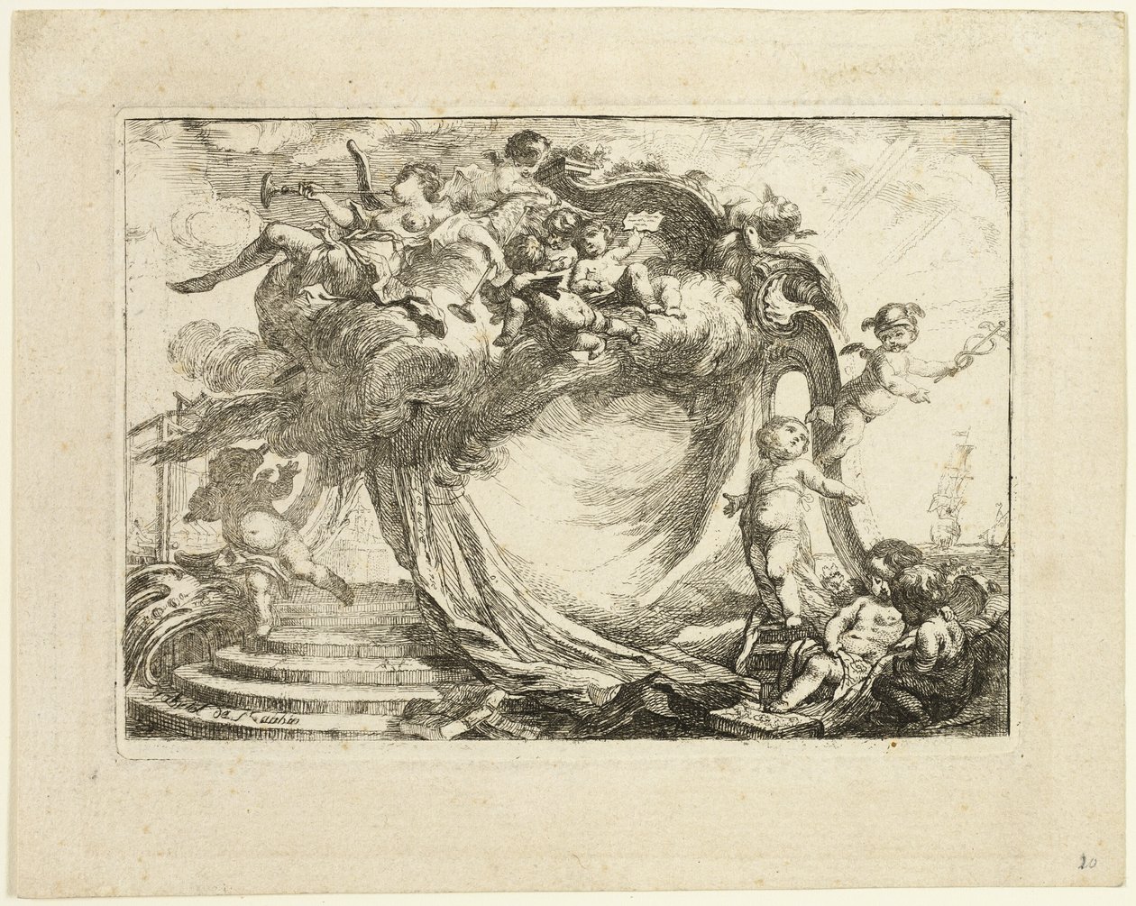 Vignette pour une adresse - Gabriel Jacques de Saint Aubin
