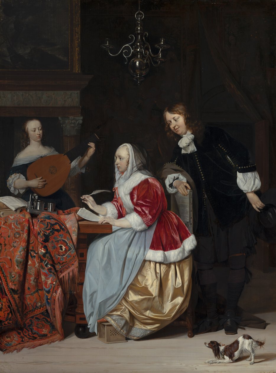 Une jeune femme écrivant de la musique - Gabriel Metsu