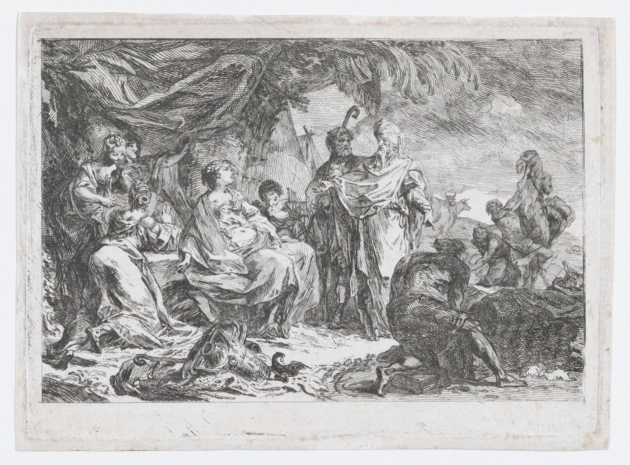 Laban cherchant ses dieux domestiques, vers 1753 - Gabriel de Saint Aubin