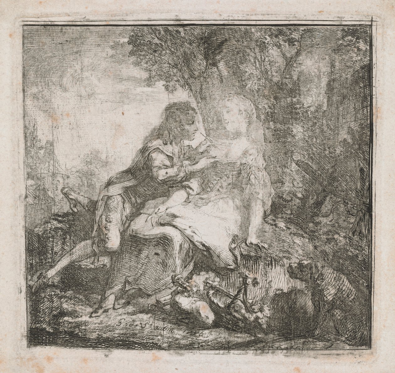 Les deux amants - Gabriel de Saint Aubin