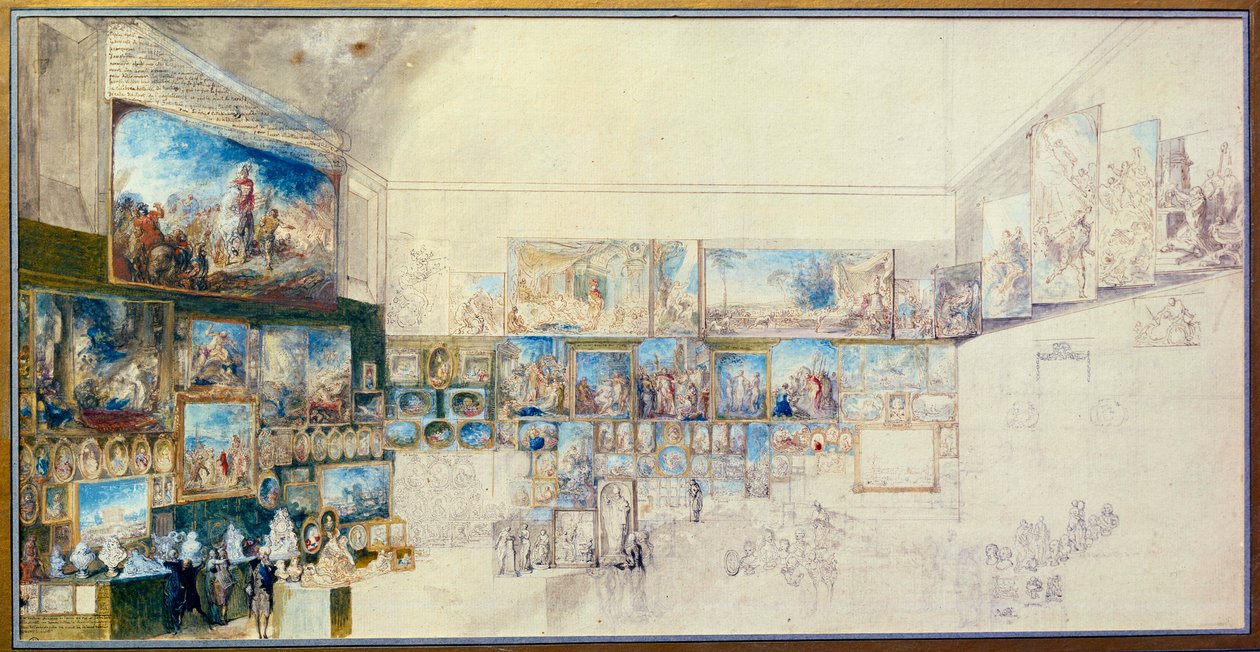 Le Salon de 1767 (dessin) - Gabriel de Saint-Aubin