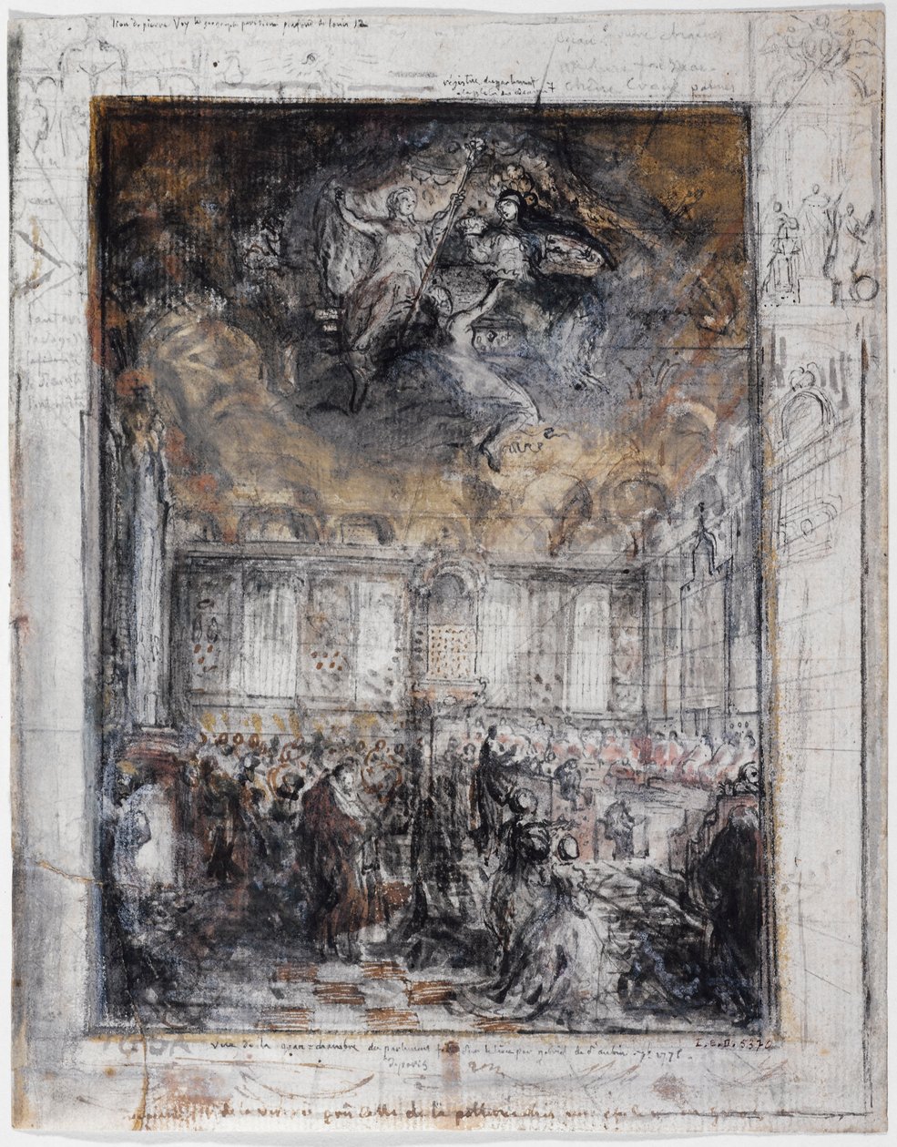 Vue de la Grande Chambre du Parlement de Paris - Gabriel de Saint-Aubin