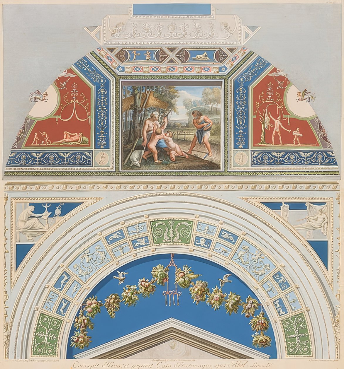 Lunette et champ voûté avec Adam et Ève au travail - Gaetano Savorelli