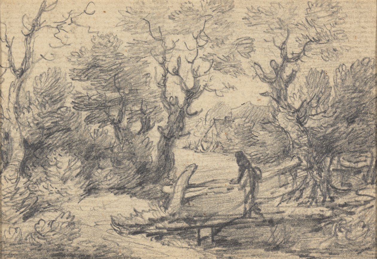 Paysage avec figure sur une passerelle - Gainsborough Dupont