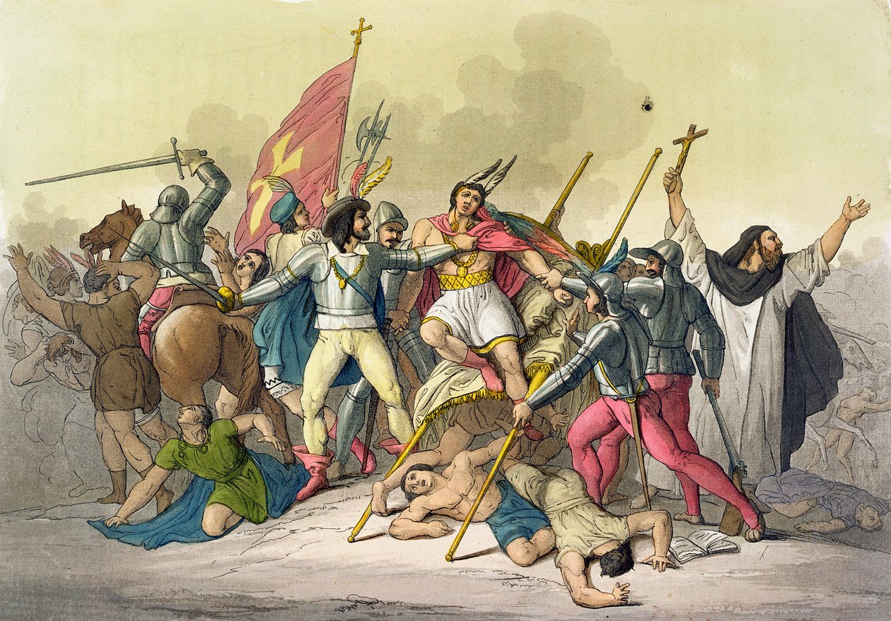 Combat entre les Indiens locaux et les conquistadors